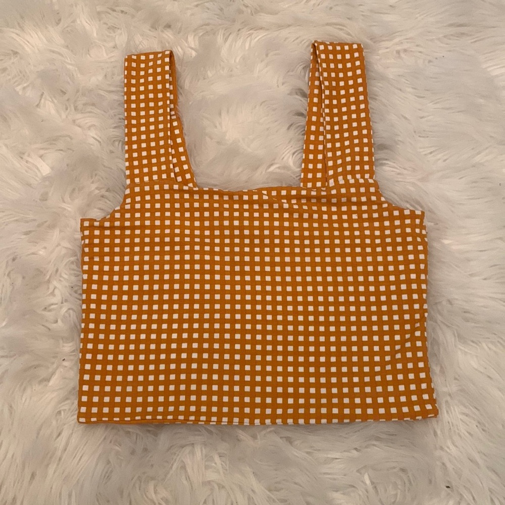 Gingham Orange Crop Top